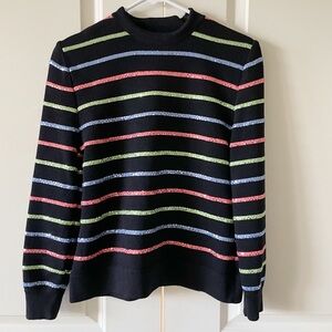 St John Evening by Marie Gray Rainbow Striped Sequin Satana Knit Black Sweater